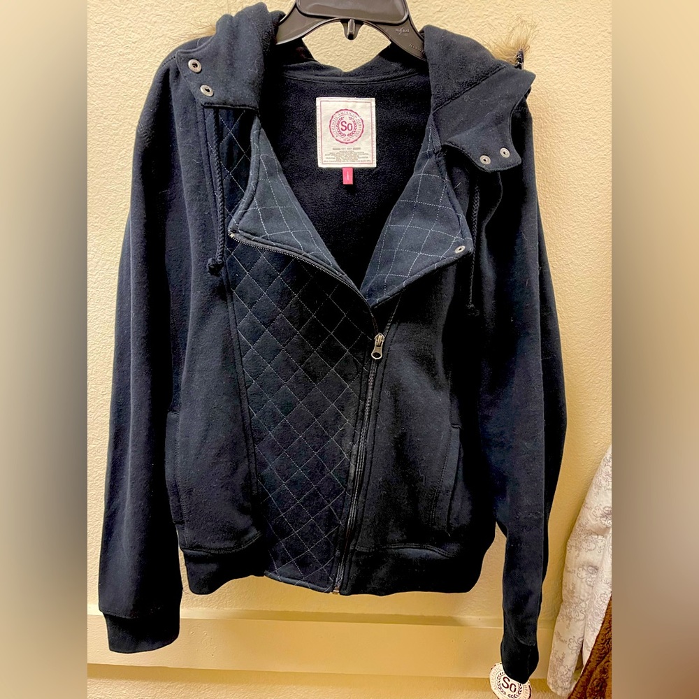 XL SO KOHLS Asymmetrical Fleece Jacket